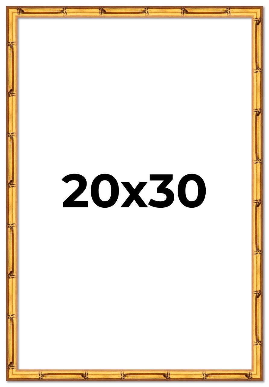 20x30 Thin Bamboo Picture Frame with UV-Resistant Acrylic & Acid Free Backing, Available in 2 Finishes - Gold and Brown